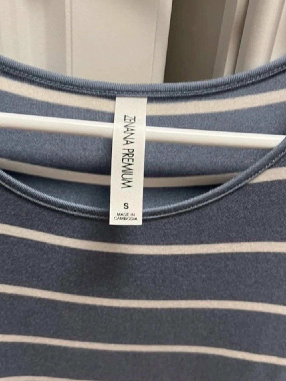 Zenana Blue and White Striped Peplum Tunic Top Size Small - Picture 2 of 2
